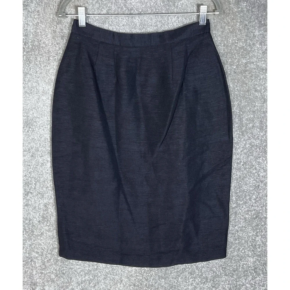 Vintage GH Signature Linen Blend Blazer Skirt Suit Womens Sz 12 Blue Lined New